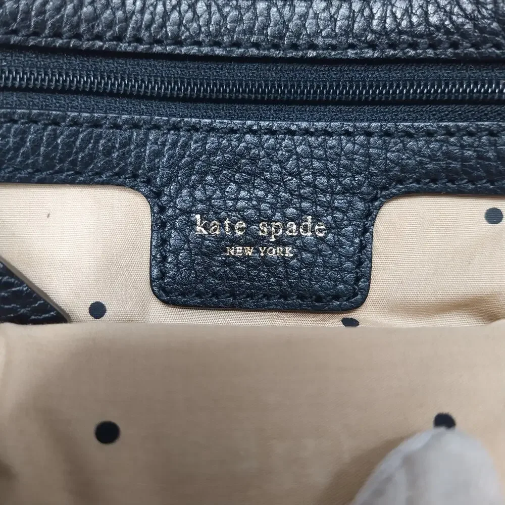 Kate Spade New York Black Leather Turnlock Flap Closure Hobo Crossbody Bag
